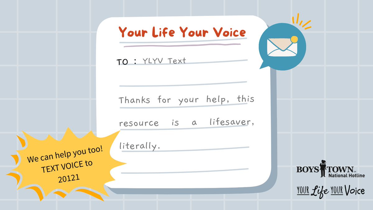BoysTownHotline's tweet image. Let us help you find hope and support. Our hotline specializes in talking with kids, teens, and young adults. Call 800-448-3000 or TEXT VOICE to 20121. yourlifeyourvoice.org #SuicidePrevention #WithHelpComesHope