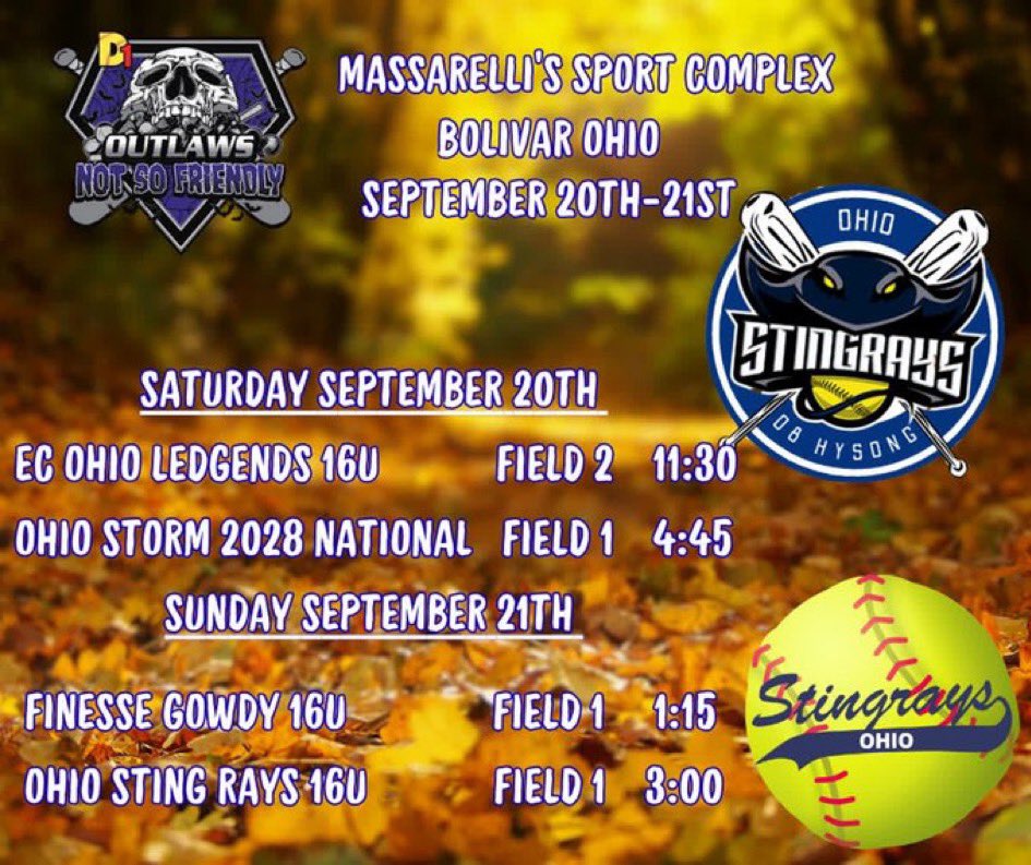 super excited to jump start at our first fall tournament this weekend at the outlaws not so friendly. can’t wait to be back on the field with my girls
<a href="/OHstingrays08/">Ohio Stingrays 08 Hysong</a> 
<a href="/KentStSoftball/">Kent State Softball</a> 
<a href="/Jess_Odonnell88/">Jessica O'Donnell</a> 
<a href="/CoastalSoftball/">Coastal Carolina SB</a> 
<a href="/coach_kgreen/">Kelley Green</a> 
<a href="/WLU_Softball/">West Liberty Softball</a> 
<a href="/UMBCsoftball/">UMBC Softball</a>