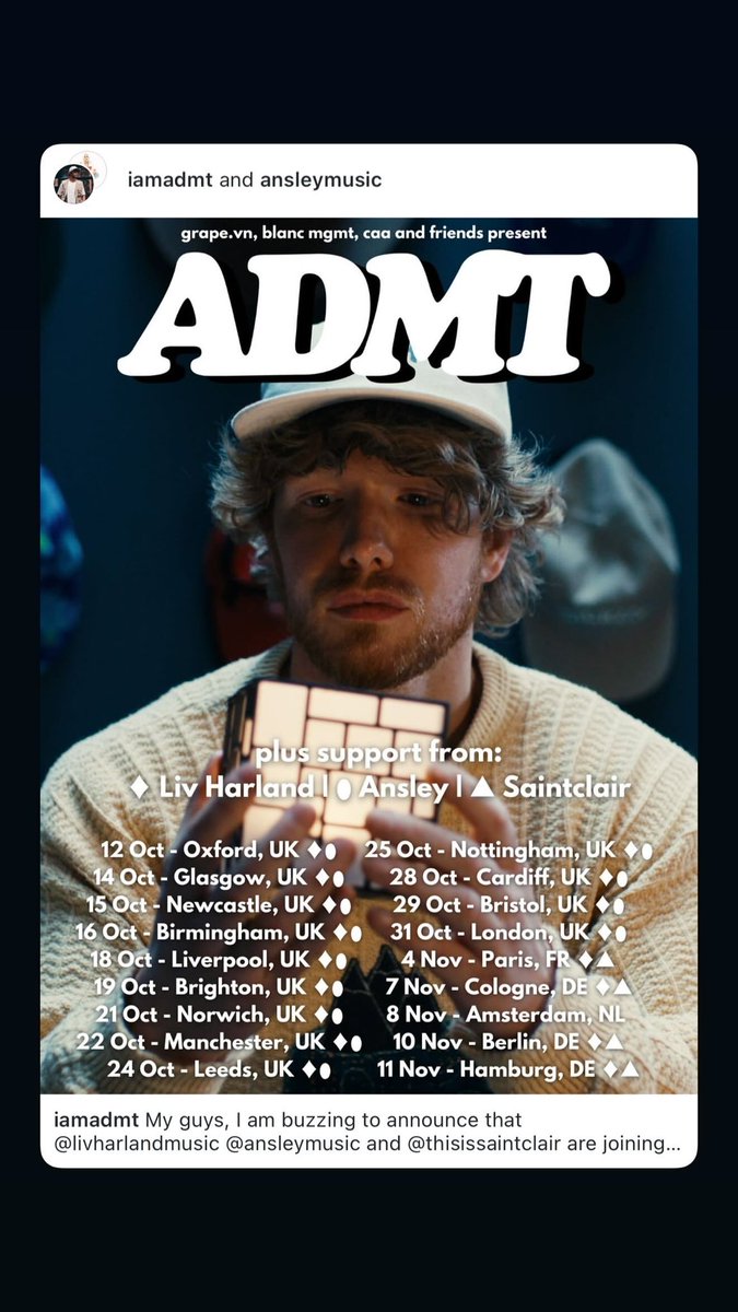 Excited to announce I’m going on tour with <a href="/iamadmt/">@IAMADMT</a> 🩵🤍💙 can’t wait to open up for you