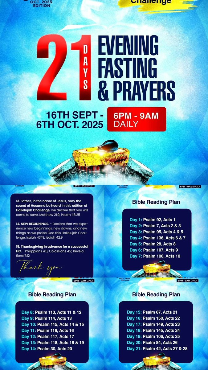 fruitsipng's tweet photo. So get your journals ready. Mark your calendars. This is more than a countdown, itβs a journey of revival.
π 21 Days of Fasting & Prayer
π
16th Sept β 6th Oct 2025
β° 6pm β 9am
π Let this be your appointment with God.
#21DaysFast #BanquetOfPraiseAndTestimonies
#sharetoall https://t.co/gleixK9i9Q