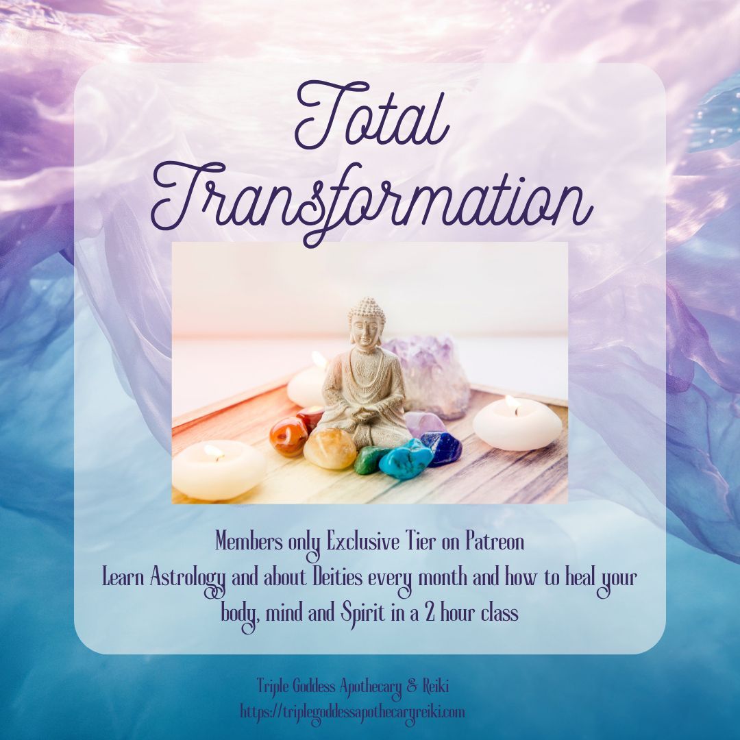 triplegoddessa1's tweet image. In Total Transformation, you will learn how to improve your energetic flow, balancing your mind, body, &amp;amp; spirit. A Patreon Exclusive Program. patreon.com/TripleGoddessA… #triplegoddessapothecaryandreiki #totaltransformation #rowanravenwolf