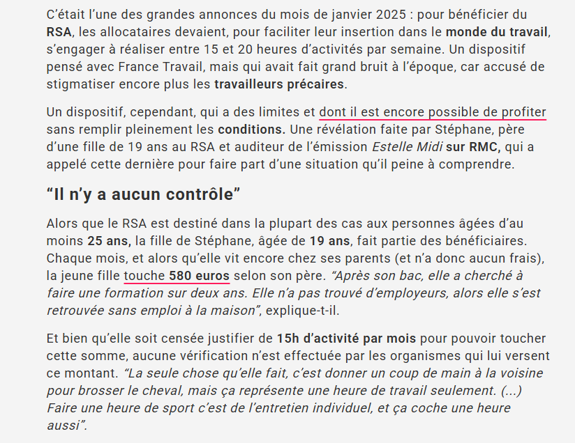 À 19 ans, elle touche 580 € de RSA sans vérification. Pourquoi ?
➡️ Hallucinant...aucun contrôle