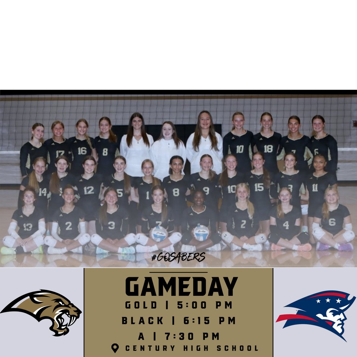 Freshman squads are on the move ➡️ Century! 🏐 Time to show that Saber pride on the road.
