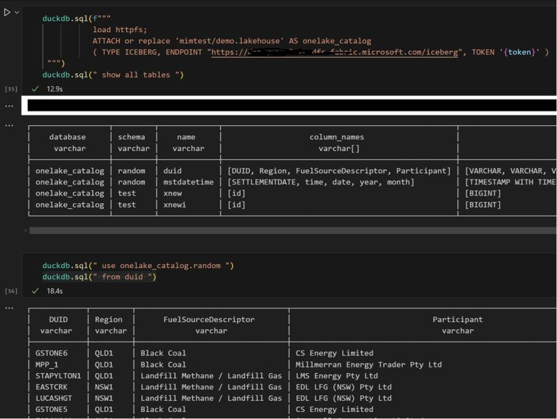 mim_djo's tweet image. 2 months ago, I got access to a beta release of #onelake #Apacheiceberg REST Catalog,  first thing I run it with #duckdb in my laptop😀