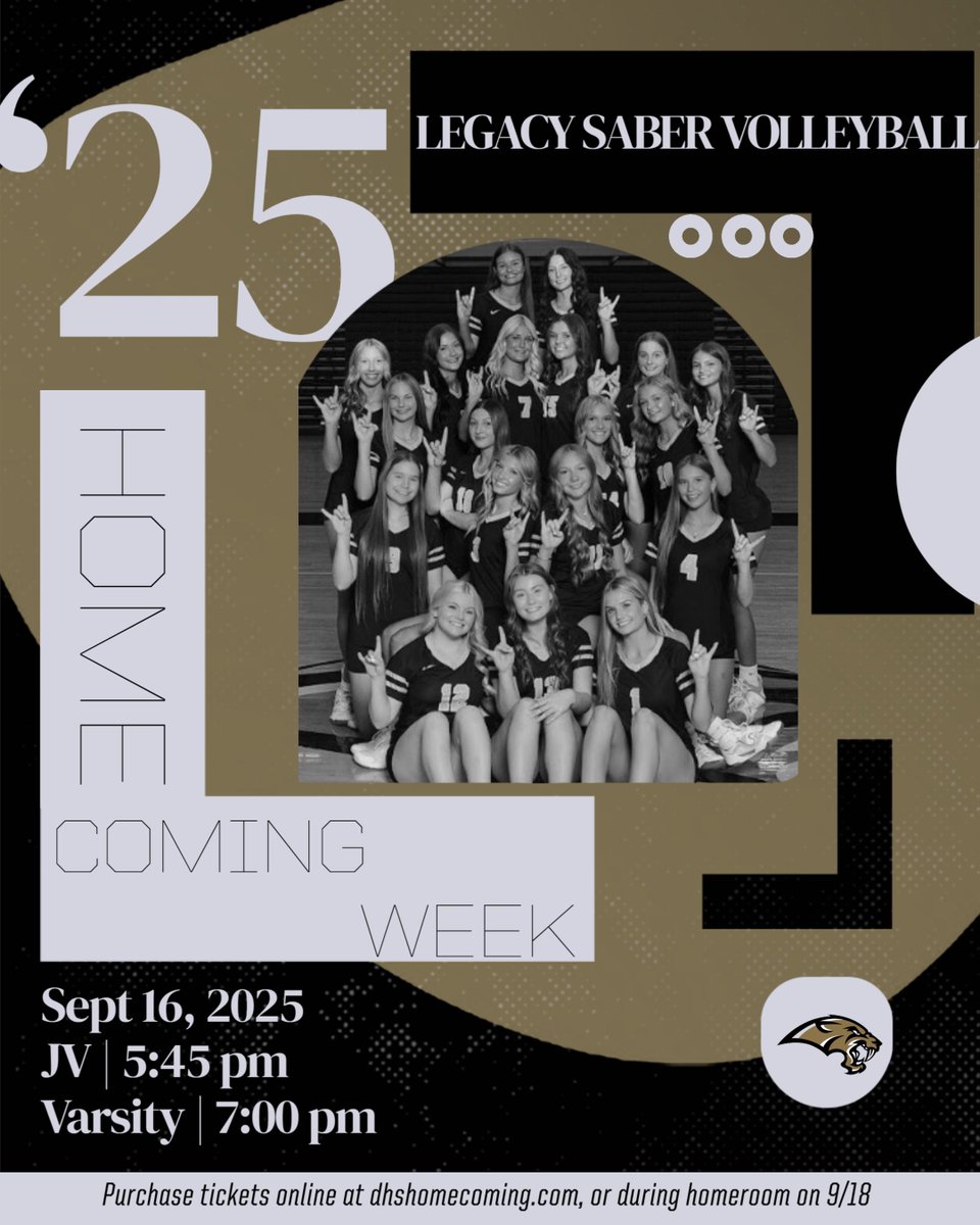 🏐 It’s Homecoming Week and GAME DAY at the Hauss! Our Sabers take on Century at HOME — let’s pack the gym, show your spirit, and make it LOUD! 🖤💛 #FangsUp #SaberPride #HomecomingVibes