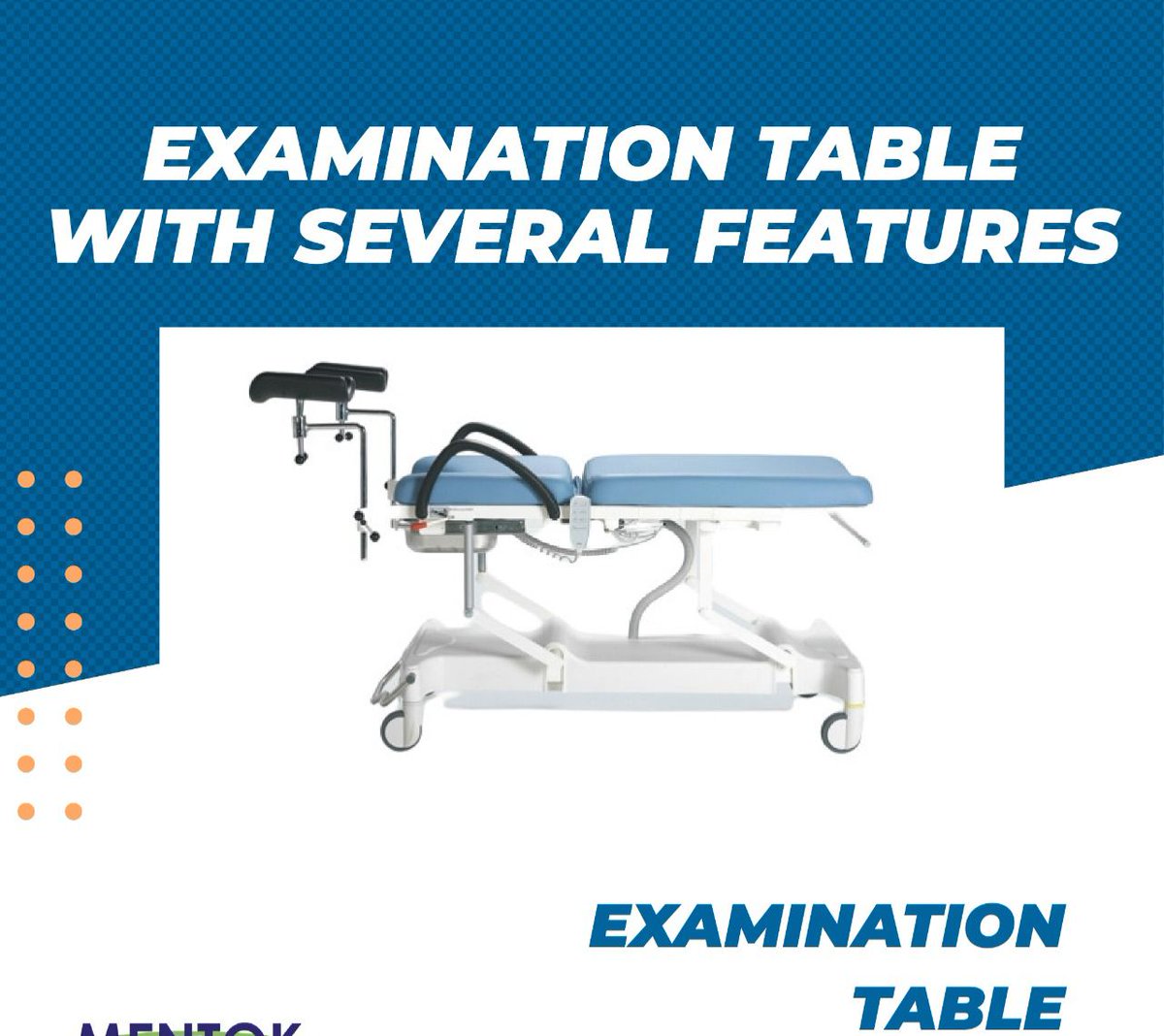 mentokhealth's tweet image. Examination Table with sturdy frame, adjustable design, and hygienic surface — ensuring comfort and safety in every checkup. #ExaminationTable #PatientCare

🌐 mentokhealthcare.com 
📞 +91 9887411411, +91 8146771565
📧 support@mentokhealthcare.com