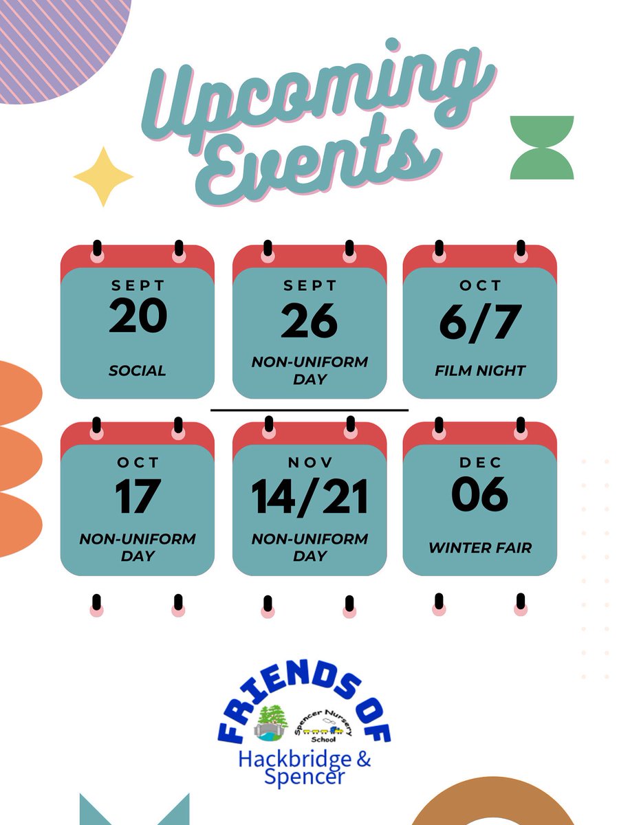 Upcoming events at school. 

Keep an eye out for more details soon. 

👏