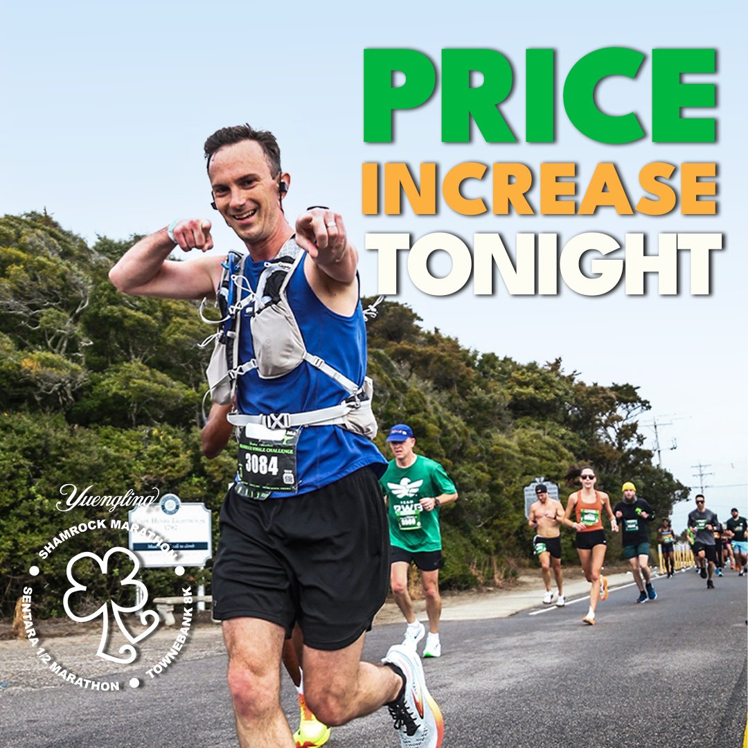 Feeling lucky? You should—there are only 6 months until the Yuengling Shamrock Marathon Weekend makes it's return to Virginia Beach!

Don’t wait—register before prices go up at 11:59 PM TONIGHT (9/16). Let the Shamrock countdown begin!  bit.ly/4gmvsV4