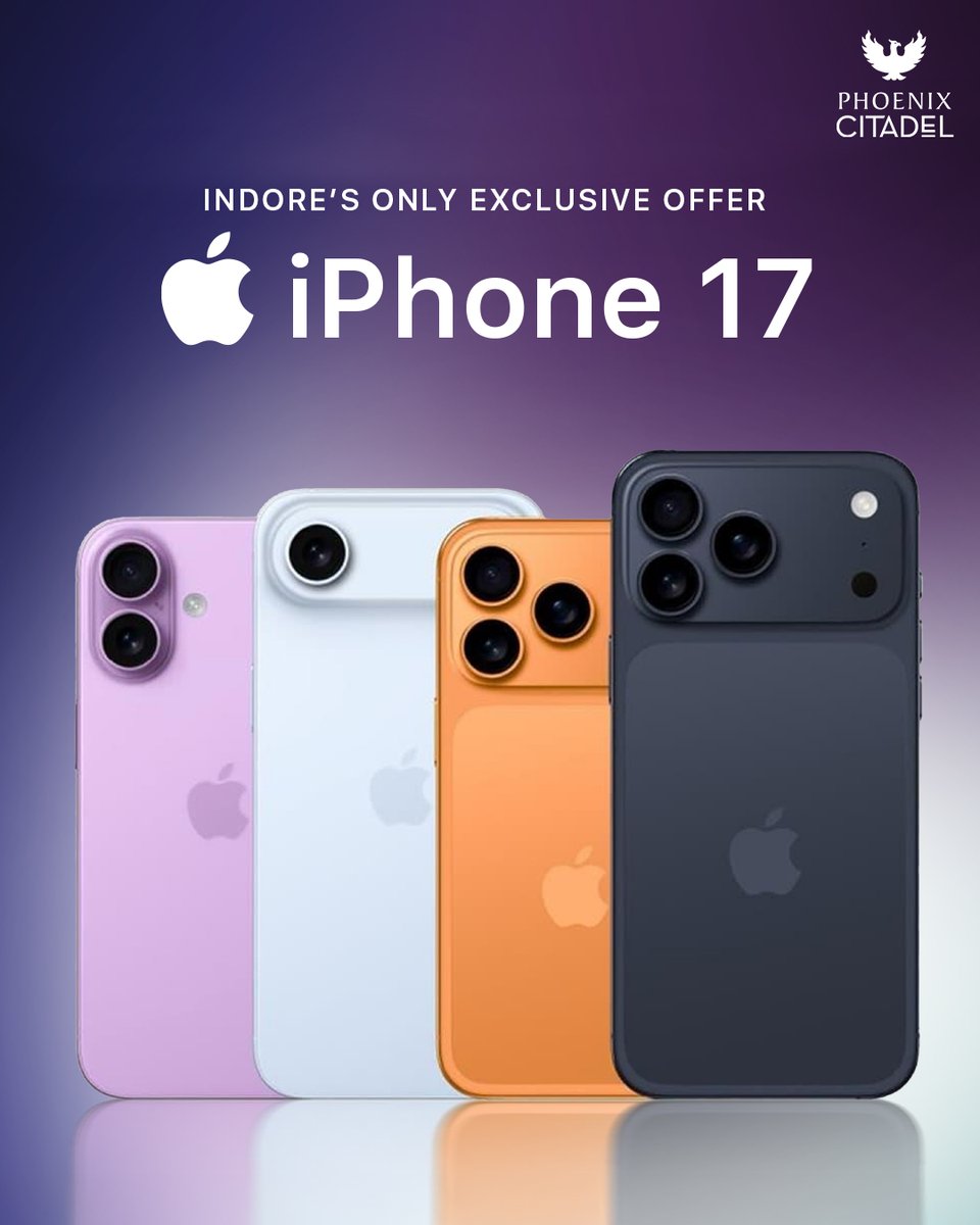 phoenixcitadel's tweet image. 🚀 Pre-book the all-new iPhone 17 at Phoenix Citadel &amp;amp; win epic freebies!
✨ First 200 get:
🔌 Apple C-Type Adapter
🎁 ₹3000 Gift Vouchers
Also, check out offers on iPhone 16!
📅 From Sept 19
T&amp;amp;C apply
#iPhone17 #PhoenixCitadel #TechRewards