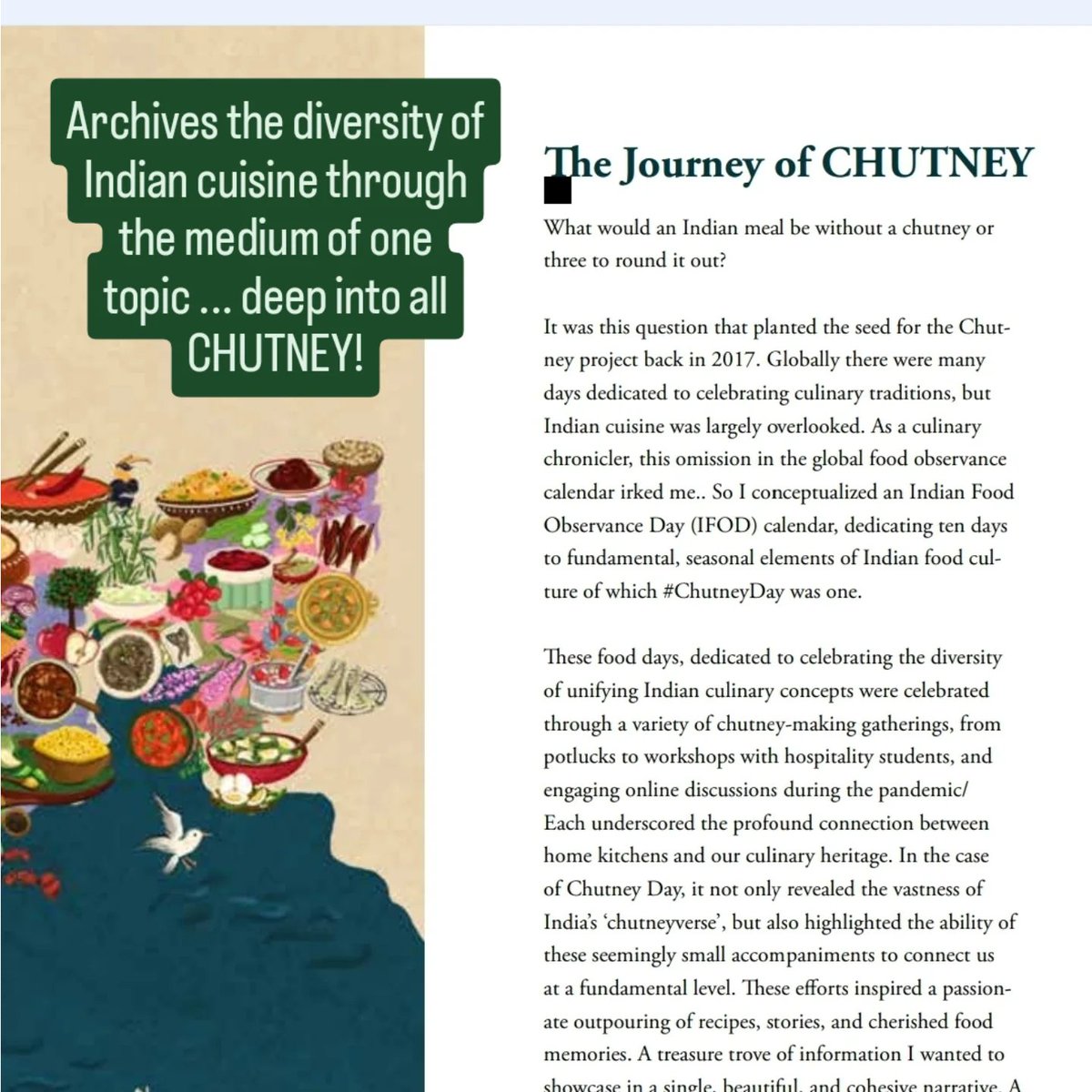Hi. CHUTNEY, is a compendium bursting with essays, beautiful foodwriting, and more. Reserve your copy of this beautifully illustrated, 8”x10”, 500+ page, hardbound, limited first edition at a special pre-release price of Rs.2,000 only at forms.gle/r34XtcdBswQDVb…