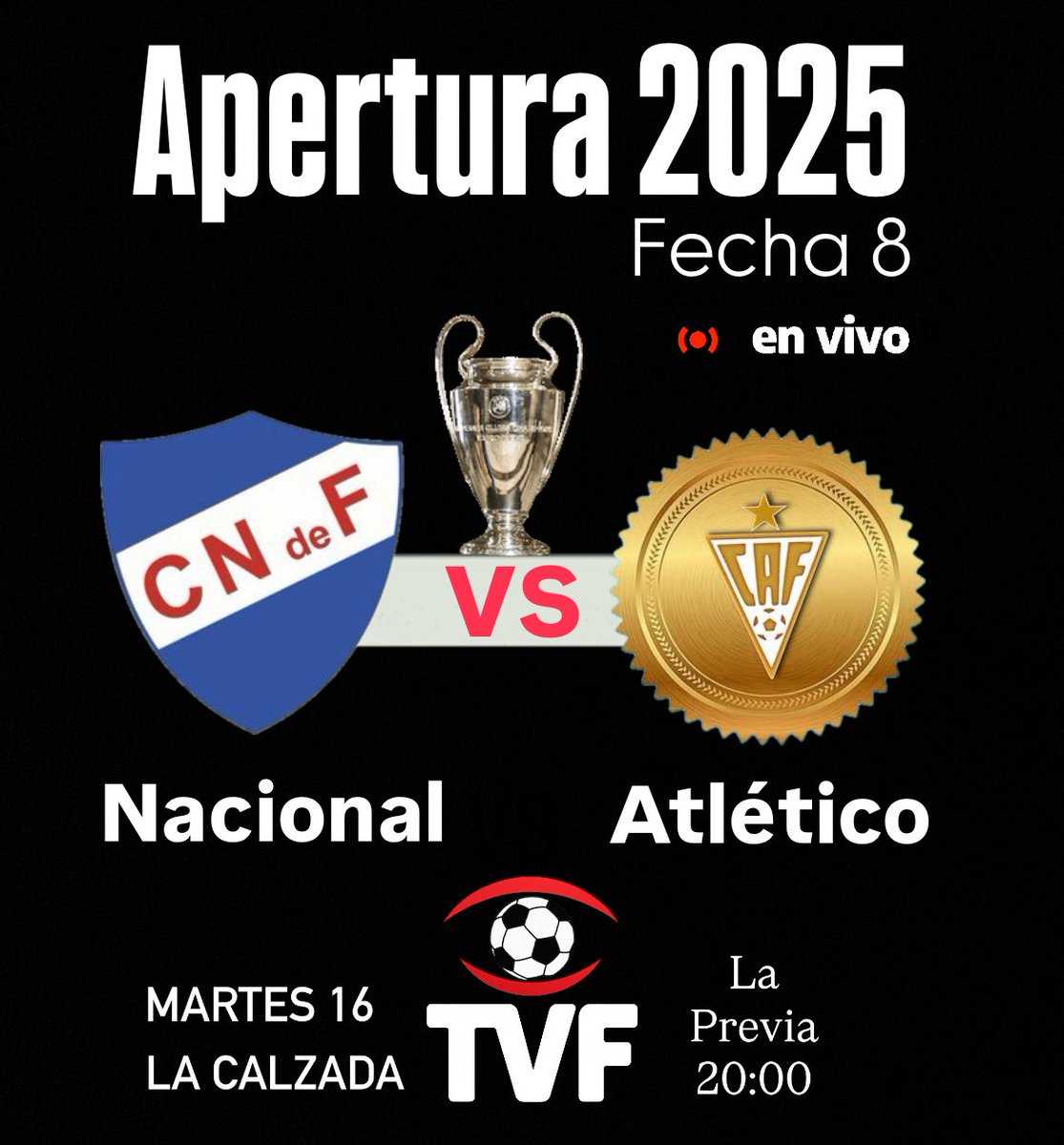 🔥 ⚽️ Hoy hay fútbol en vivo por TVF!

Hoy te llevamos a casa la #Fecha8 del #Apertura2025

En juego: <a href="/CNdeF_FLORIDA/">Nacional Florida</a> vs <a href="/AtleticoFlorida/">Club Atlético Florida Oficial ⭐️</a> .
🕗 Desde las 20:00 hs la previa en vivo desde 🏟️ La Calzada y luego el partido completo.

📺 TVF - retransmite FTC
