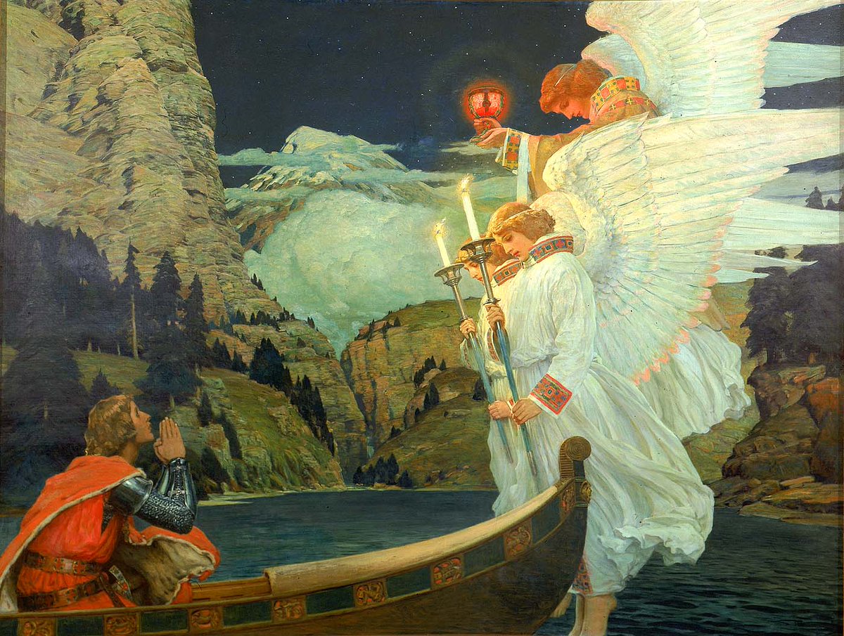 homosap49633232's tweet image. Frederick Judd Waugh (1861-1940 American painter known for marine scenes) &quot;The Knight of the Holy Grail&quot;