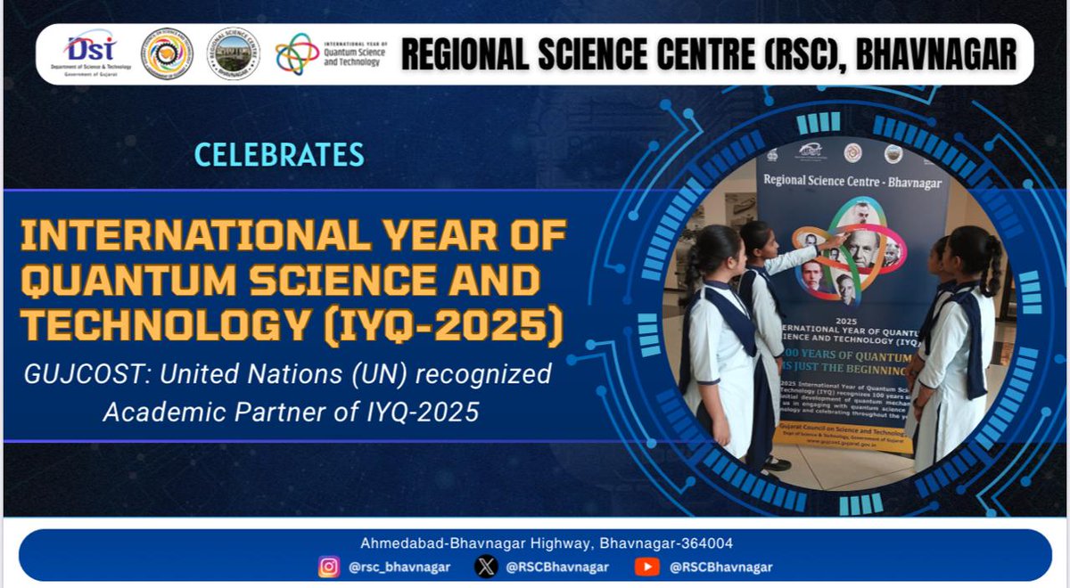 RSCBhavnagar's tweet photo. “#Quantum from Lab to Life!”...
New quantum #Materials and #devices are now a reality...
Superfast quantum #computers, Unbreakable quantum #communication, Ultra-sensitive quantum #sensors etc.
Join @RSCBhavnagar in this special program tomorrow on @QuantumYear2025 by @InfoGujcost https://t.co/FWDjg9ynQC