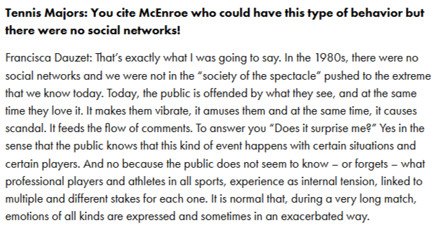 lildarkcage's tweet image. Daniil Medvedev's sports psychologist Francisca Dauzet on the #USOpen 'photographer' incident in his match vs Bonzi, Daniil's behavior &amp;amp;  the "society of the spectacle" as she calls it.

Fascinating to say the least (the whole interview is).