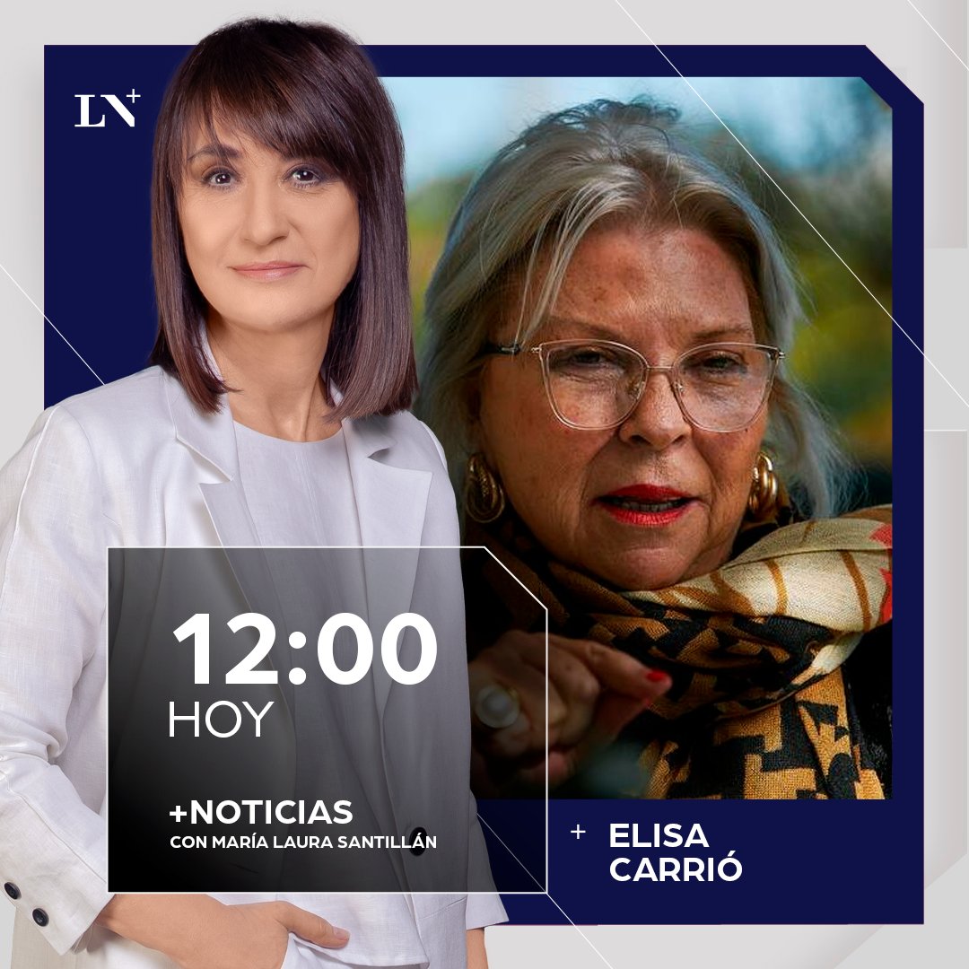 lanacionmas's tweet image. 🔹Este mediodía, @marialauratv entrevista a Elisa Carrió, tras la cadena nacional del presidente Javier Milei.

📌En #MásNoticias en LN+