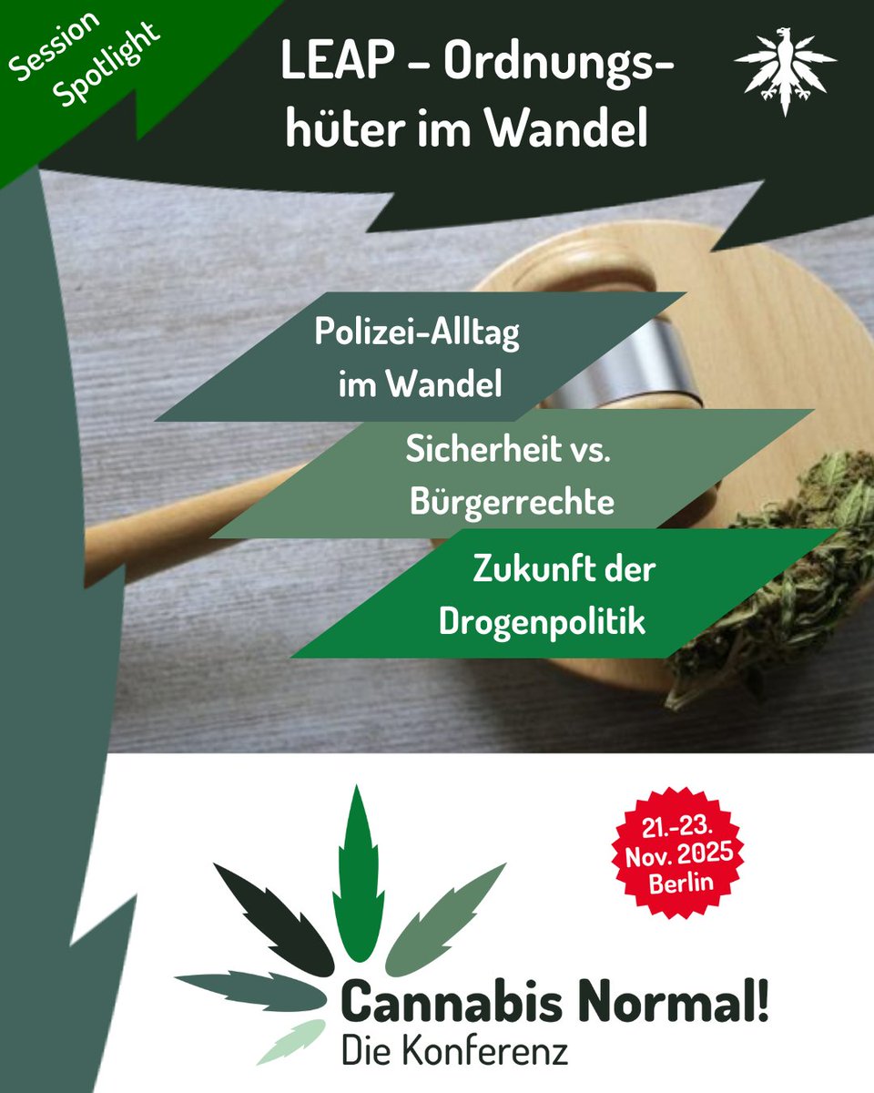 Das ist LEAP! Die Ordnungshüter für eine neue Drogenpolitik.

Auf der #CaNoKo25: GdP, BDK, Richter &amp; Co. GEMEINSAM für Regulierung statt Prohibition.
Stimmen, die Gewicht haben!

Tickets: cannabisnormal.de