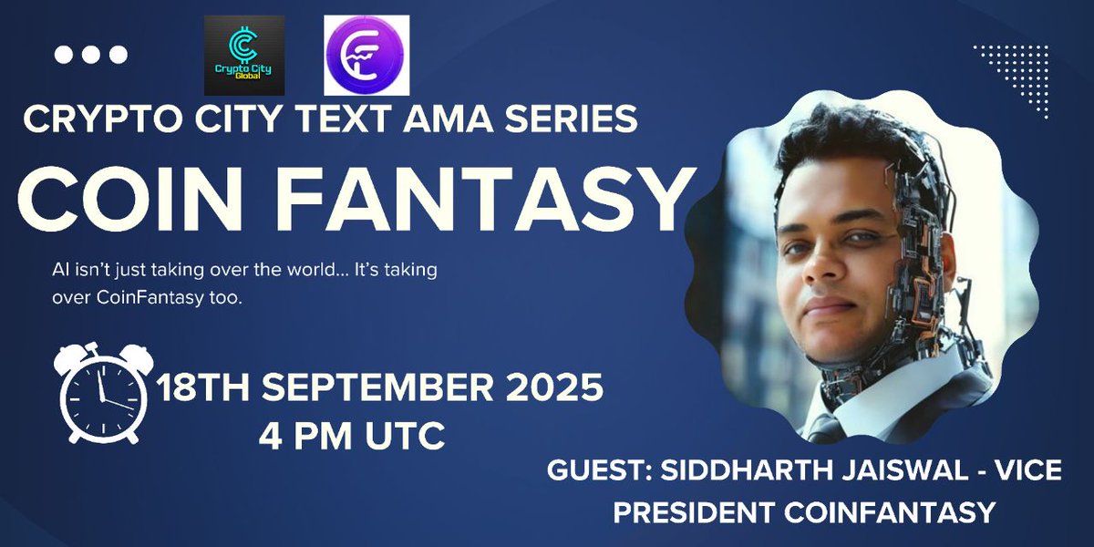 CryptoCity53's tweet image. 🎙️We&apos;re pleased to announce our next Special #TEXT_AMA with @Coinfantasy_Io 18th September at 4:00 PM UTC

🏠Venue: t.me/Cryptocity_Glo…

💰Rewards - 50$ USDT

🚨Rules:

1️⃣Follow @CryptoCity53 &amp;amp; @Coinfantasy_Io
2⃣Like &amp;amp;  RT
3️⃣ Comment Your Best Questions.

#CryptoCity #TextAMA…