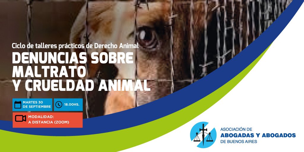 CICLO DE TALLERES PRÁCTICOS DE DERECHO ANIMAL 

Denuncias sobre maltrato y crueldad animal

🗓️ Martes 30 de septiembre 
🕣: 18:00hs
Modalidad: a distancia (ZOOM)

🔗: aaba.ar/cursos?Curso=2…
