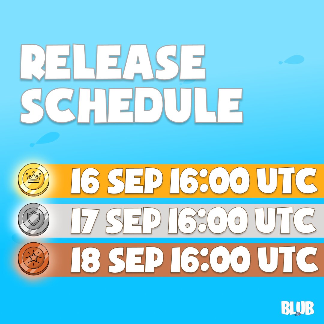 Golden gates unlock in just a few hours. Follow the $BLUB release schedule and secure your spot.

🥇 Gold — 16 SEP • 16:00 UTC
🥈 Silver — 17 SEP • 16:00 UTC
🥉 Bronze — 18 SEP • 16:00 UTC

 Blub, blub.🔥🐟