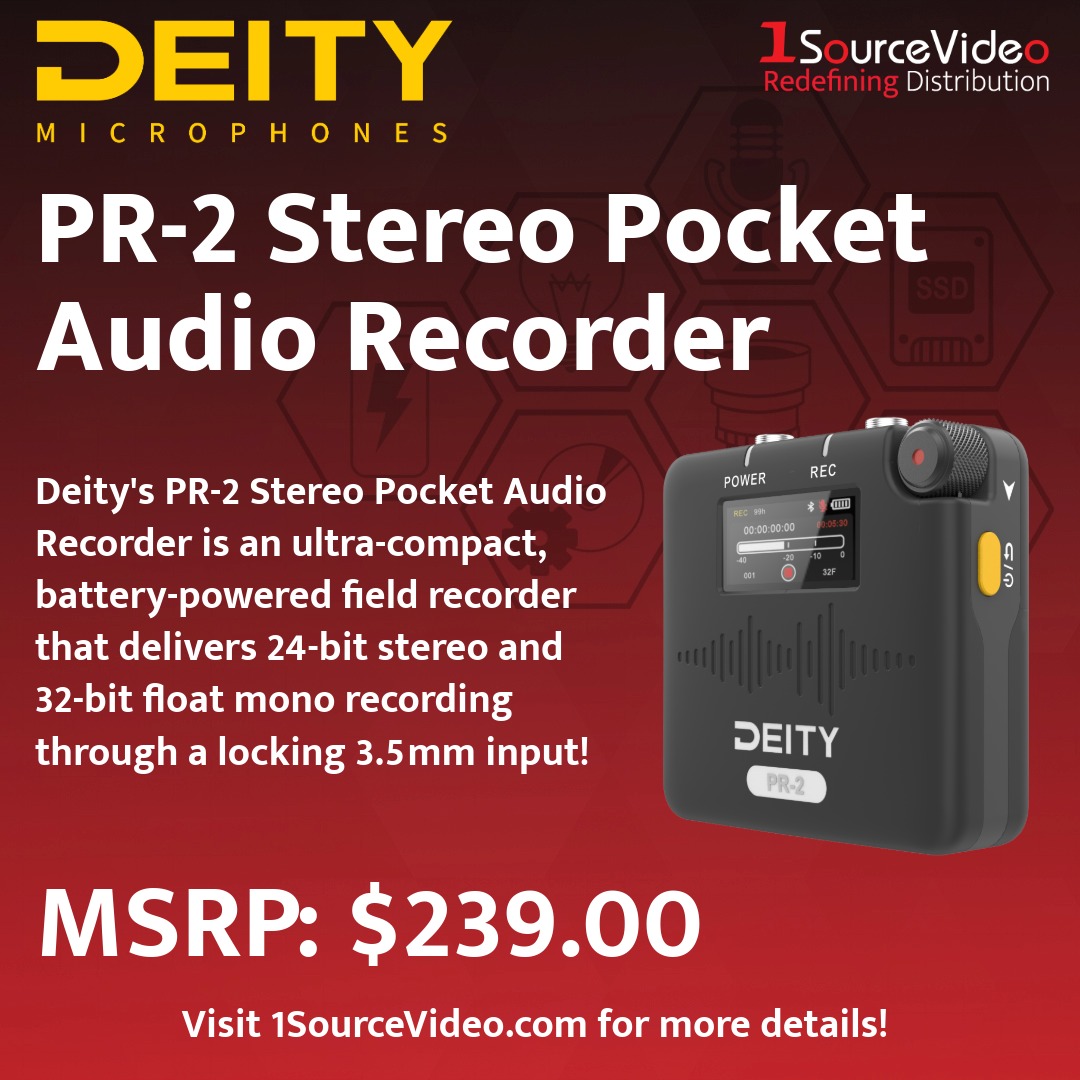 1sourcevideo's tweet image. The @DeityMicrophone PR-2 is a pocket-sized stereo recorder with dual lav support, 32-bit float recording, and timecode sync—perfect for mobile creators and pros alike.
#DeityPR2 #DeityMicrophones #AudioRecorder #32BitFloat #FieldAudio #ContentCreatorGear #LocationSound
