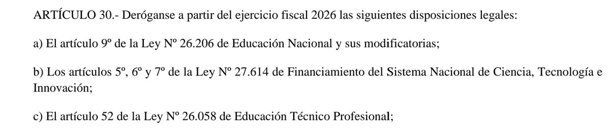 FilmusDaniel's tweet image. El proyecto de Presupuesto 2026 de Milei propone eliminar:

- el 6% del PBI destinado a Educación;
- el Fondo Nacional para la Educación Técnico Profesional;
- los artículos de la Ley que definen el financiamiento de la Ciencia, Tecnología e Innovación.

Milei planea destruir…