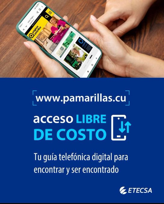Necesitas encontrar negocios, servicios o números telefónicos?
Tenemos la guía digital más completa para ti. 📷¡📞 Accede gratis a las pamarillas.cu//  💛, verdes 💚y Blancas  ⚪de <a href="/ETECSA_Cuba/">ETECSA</a> 
 #EtecsaConCuba