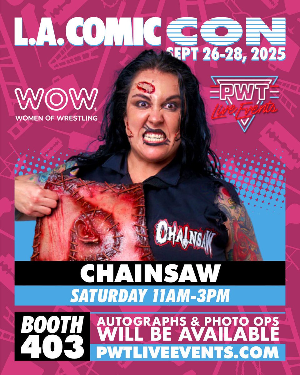 WOW_Wrestling's tweet photo. Two mysterious and unforgettable  @wowsuperheroes will be making an appearance at L.A. Comic Con!

Who’s adding this meet-and-greet to their Comic Con schedule? 🙋‍♀️ 

📅 Saturday, September 27
⏰ 11AM–3PM
📍 Pro Wrestling Tees Booth #403
✍️ Autographs &amp; Photo Ops available https://t.co/rlydQ9IGpk