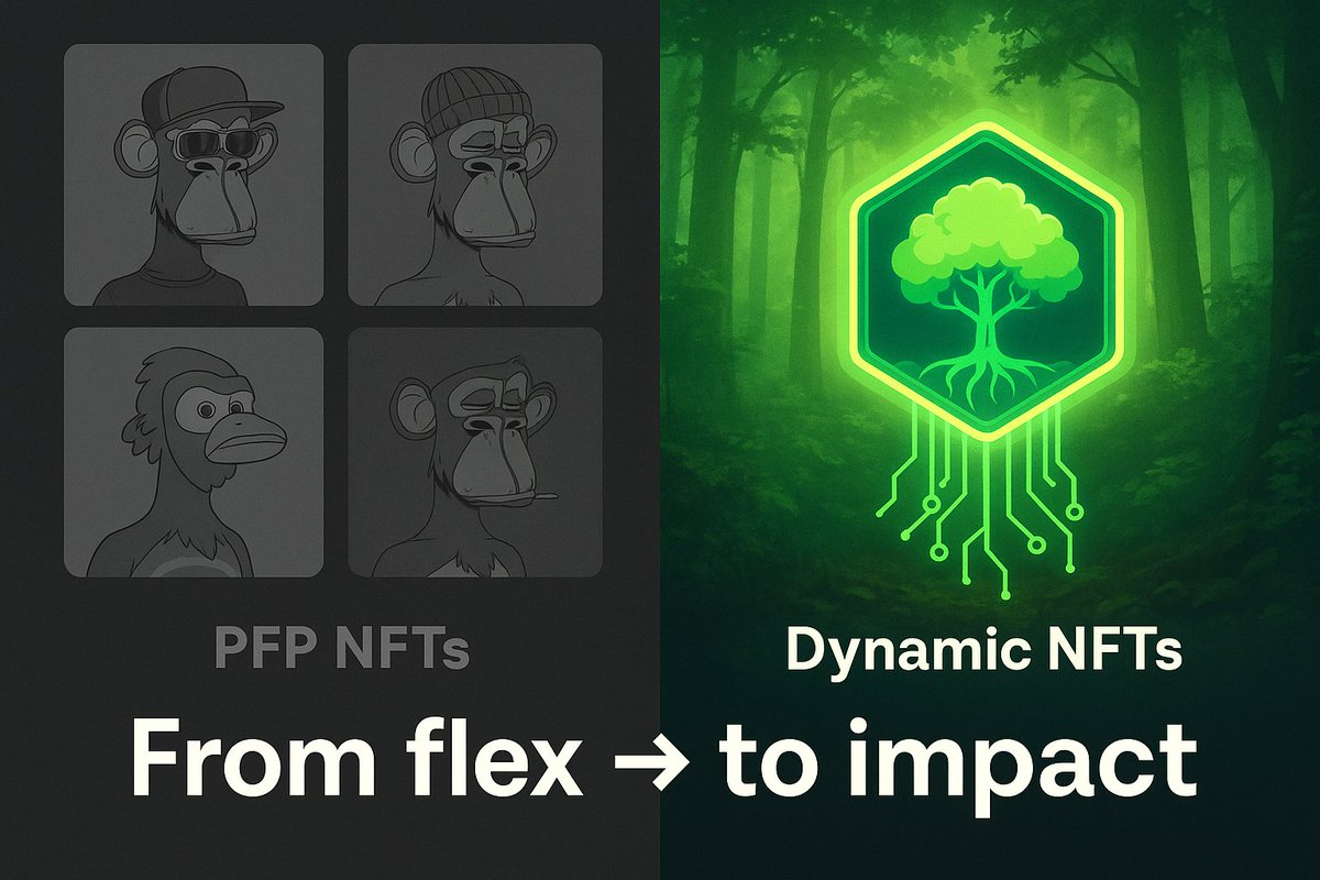 korba_jr's tweet image. Most NFTs just flex a PFP. 🖼️

@treegens are different — their Dynamic NFTs track your real-world impact:
🌳 Trees planted
💚 $TGN staked
🌐 Carbon offset
Web3 that breathes. Would you hold one?
#ReFi #GreenCrypto