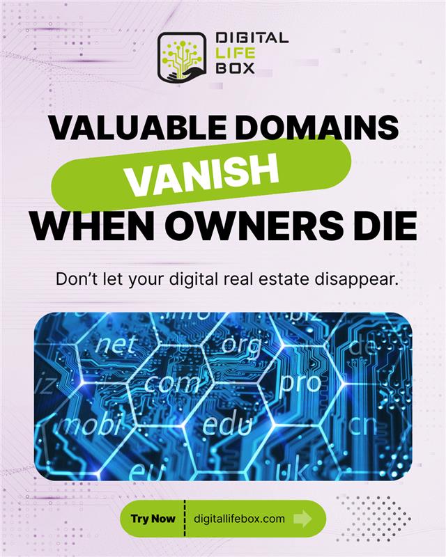 DigitalLIFEBox_'s tweet image. $12 domain registered 20 years ago = now worth $50,000.

But it auto-renews on a credit card expiring next month.

DigitalLIFEBox™ turns invisible digital real estate into clear family asset maps.

tinyurl.com/mvzr4p3t

#DigitalRealEstate #MyDigitalLIFEBox