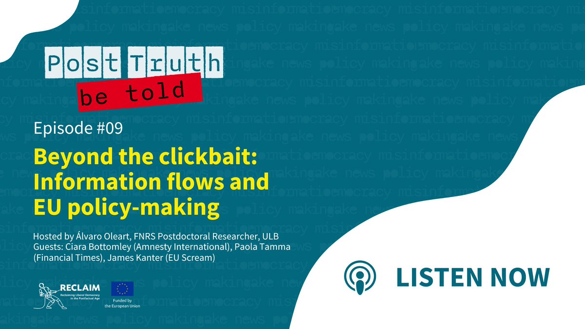 🎙️ Out now! Ep. 9 of the RECLAIM podcast — “Beyond the Clickbait”

🔊 From EU media–institution ties to new business models shaping policy.

🎤 Host: Álvaro Oleart | Guests: Ciara Bottomley, Paola Tamma, James Kanter

🎧 Listen: open.spotify.com/episode/3Q9WD6…

#RECLAIM #EUmedia #podcast