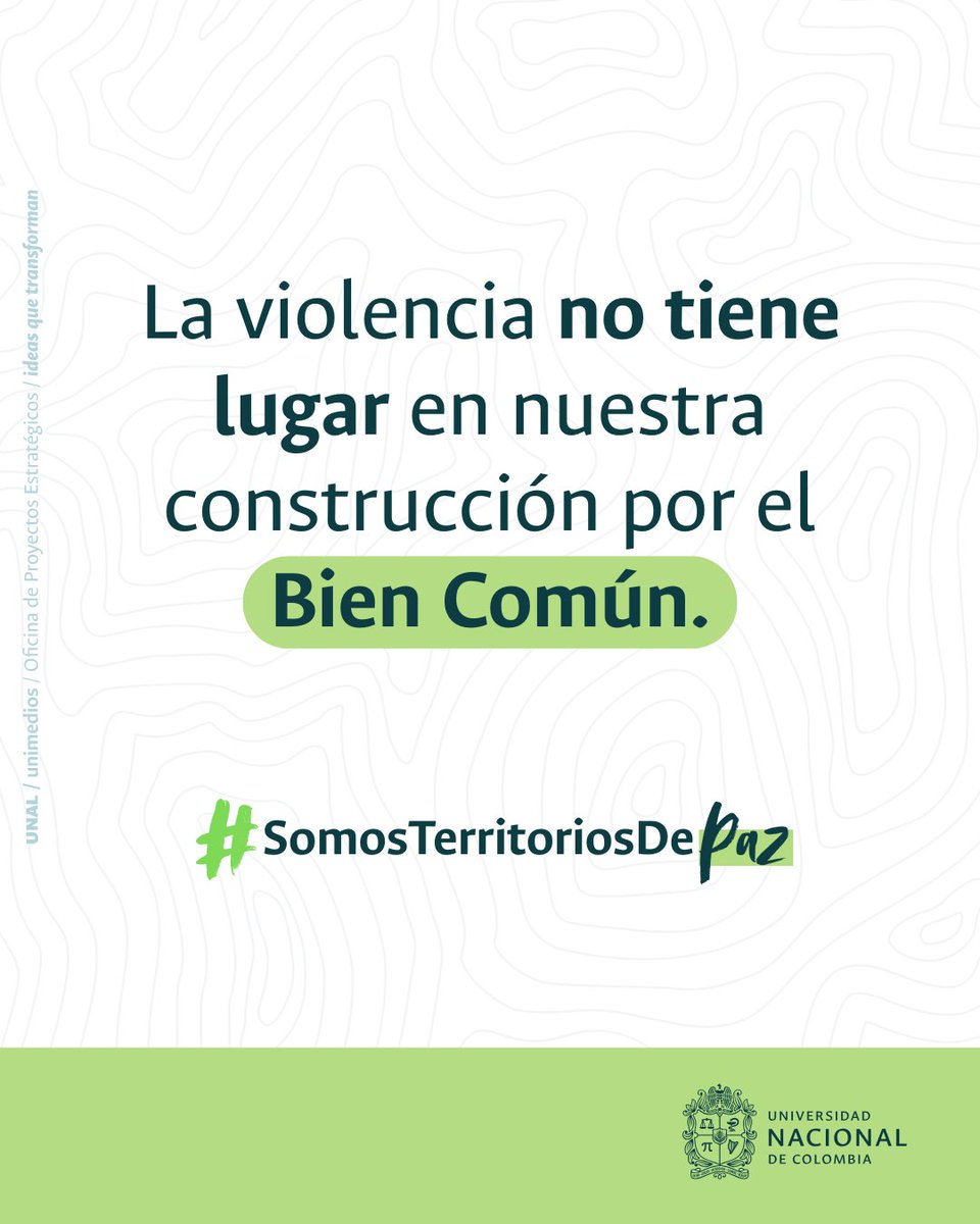 BogotaUNAL's tweet photo. #SomosTerritoriosDePaz 🕊️ Unamos nuestras voces contra la violencia en todos los campus #UNAL | En nuestra construcción del Bien Común, la violencia nunca será una opción #SomosUNAL #BogotaUNAL @UNALOficial @MuneraLeopoldo @carojimenezm14 https://t.co/XT6lyM1HjB