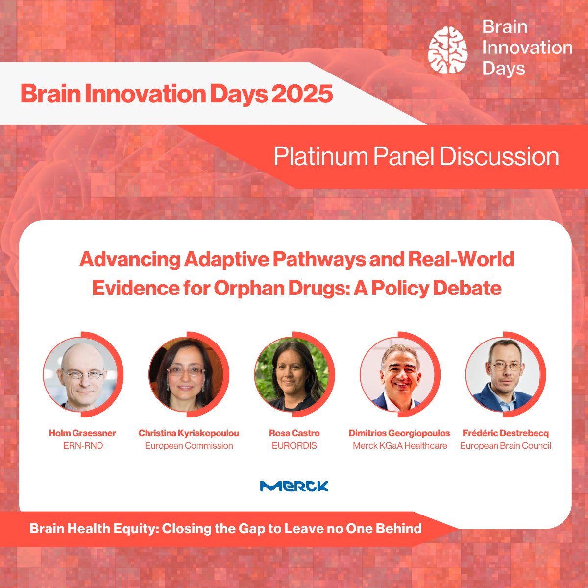 BrainDays's tweet image. ✨Platinum Session Highlight✨

Patients face delays &amp;amp; limited options for rare brain disorders. Join our Platinum Panel Discussion with Merck KGaA, exploring ways to improve access to innovative treatments through patient-centered policy solutions.

👉 braininnovationdays.eu/programme-2025/