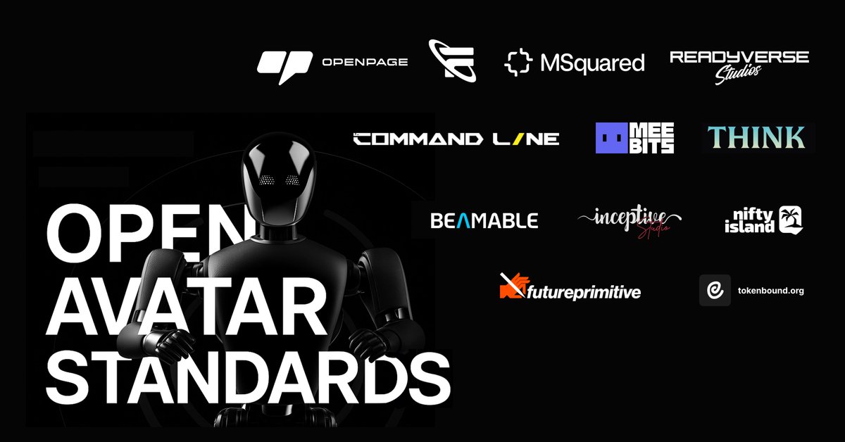 Other Page (@otherpagehq) on Twitter photo 🚀 Big News: the Open Avatar Standards (OAS) working group is here.
Led by <a href="/opdotxyz/">OpenPage (formerly Other Page)</a>, we’re bringing the open metaverse together around one mission:
→ Avatars that are interoperable, composable, intelligent & truly owned by you.
Partners: <a href="/MSquared_io/">MSquared (M²)</a> <a href="/TheReadyverse/">The Readyverse</a> 🚀 Big News: the Open Avatar Standards (OAS) working group is here.
Led by <a href="/opdotxyz/">OpenPage (formerly Other Page)</a>, we’re bringing the open metaverse together around one mission:
→ Avatars that are interoperable, composable, intelligent & truly owned by you.
Partners: <a href="/MSquared_io/">MSquared (M²)</a> <a href="/TheReadyverse/">The Readyverse</a>