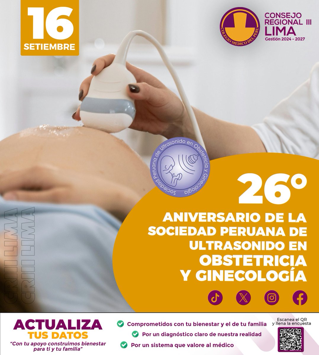 Desde el CRIII Lima, saludamos con orgullo a la Sociedad Peruana de Ultrasonido en Obstetricia y Ginecología por sus 26 años de excelencia y compromiso con la salud de la mujer.
¡Felicitaciones por esta importante trayectoria!
#ginecologia # #ginecologiayobstetricia #aniversarios