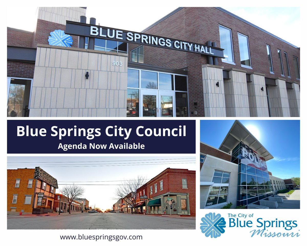 The Wednesday, September 17, 2025, City Council Meeting agenda is now available. You can view it here: bluespringsgov.com/AgendaCenter/V…

The meeting can be viewed live on our website at buff.ly/3l9esFT and our YouTube channel. It will be re-broadcast on Comcast Channel 7.
