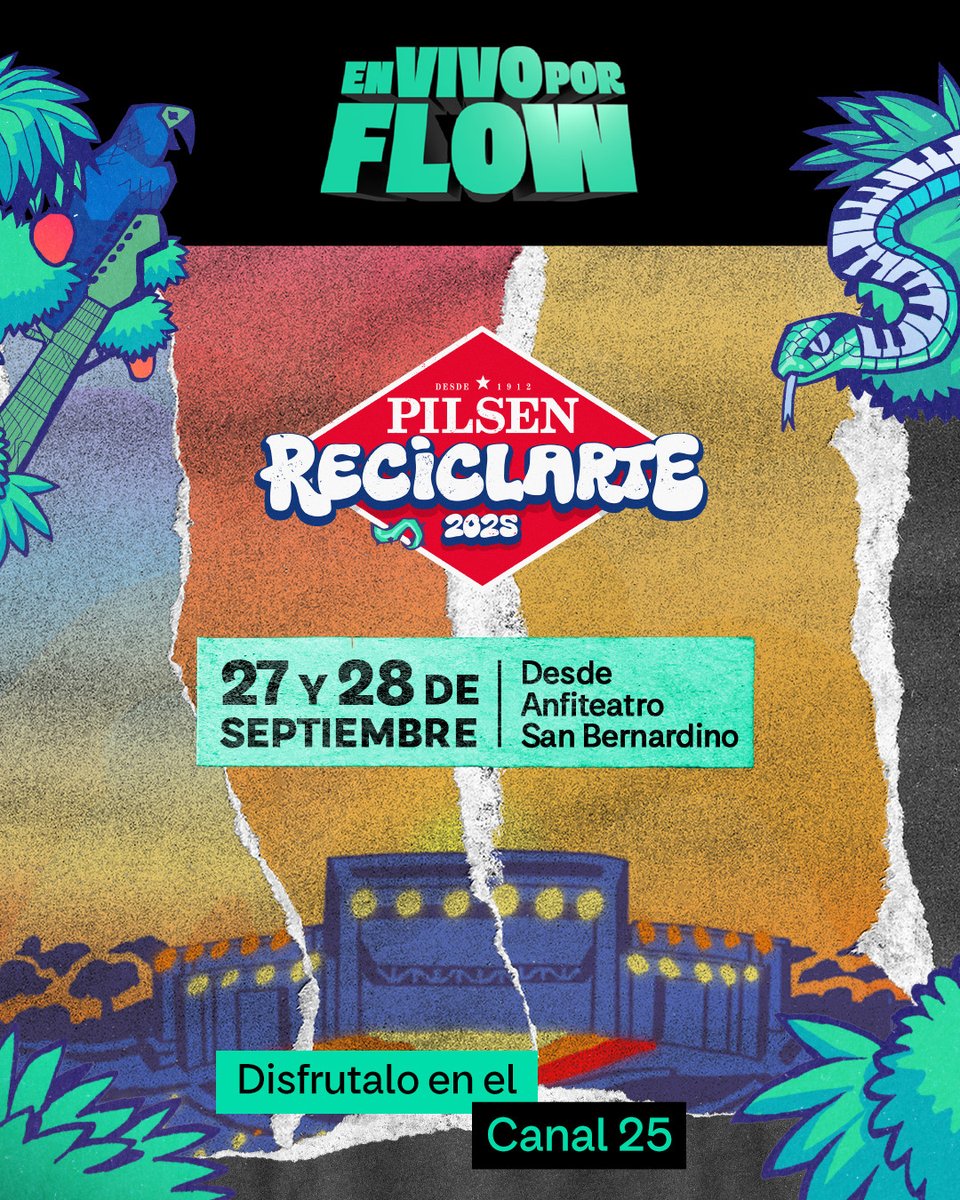 Anda preparando esa garganta para corear todo el rock del Reciclarte. Este 27 y 28 de septiembre en vivo por FLOW. 🤟🏼🎸
