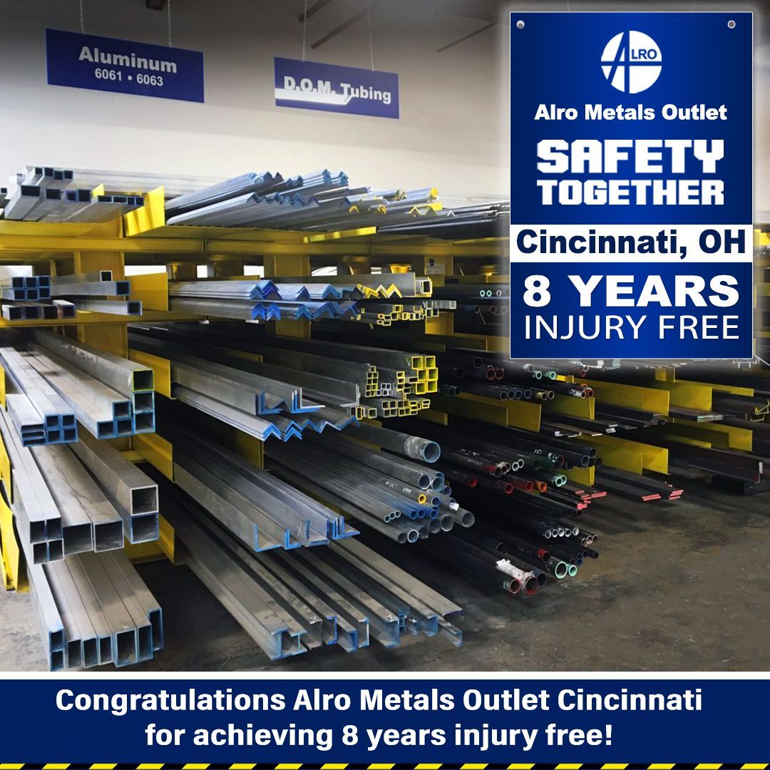 alrosteel's tweet photo. Congratulations to Alro Metals Outlet, Cincinnati team for reaching 8 years injury free. This milestone is a powerful reflection of your collective care and commitment to a safe workplace. Thank you for your dedication! #SafetyFirst #Teamwork #AlroMetals https://t.co/DxSqklSdQg