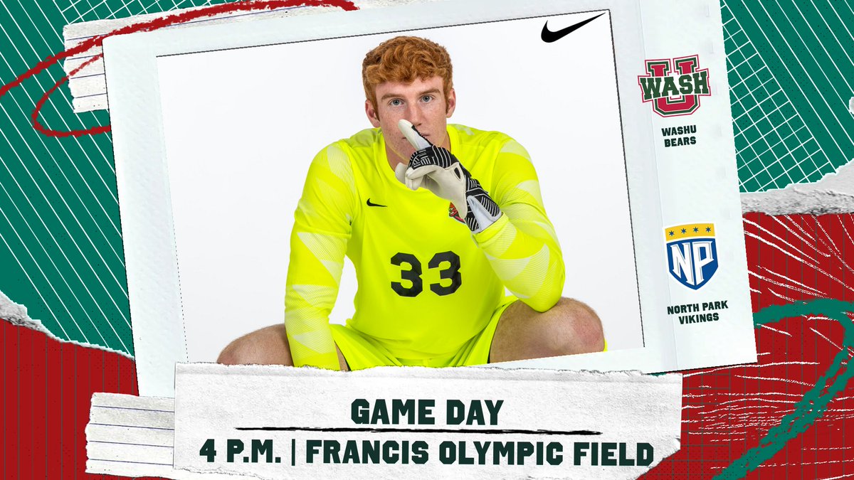 GAME DAY!

<a href="/WASHUmSoccer/">WashU Men's Soccer</a> vs. No. 8 North Park
📍Francis Olympic Field
🕔4 p.m.
📊tinyurl.com/2azayz2b
📺tinyurl.com/bdzeh9a3

#DefendTheStandard