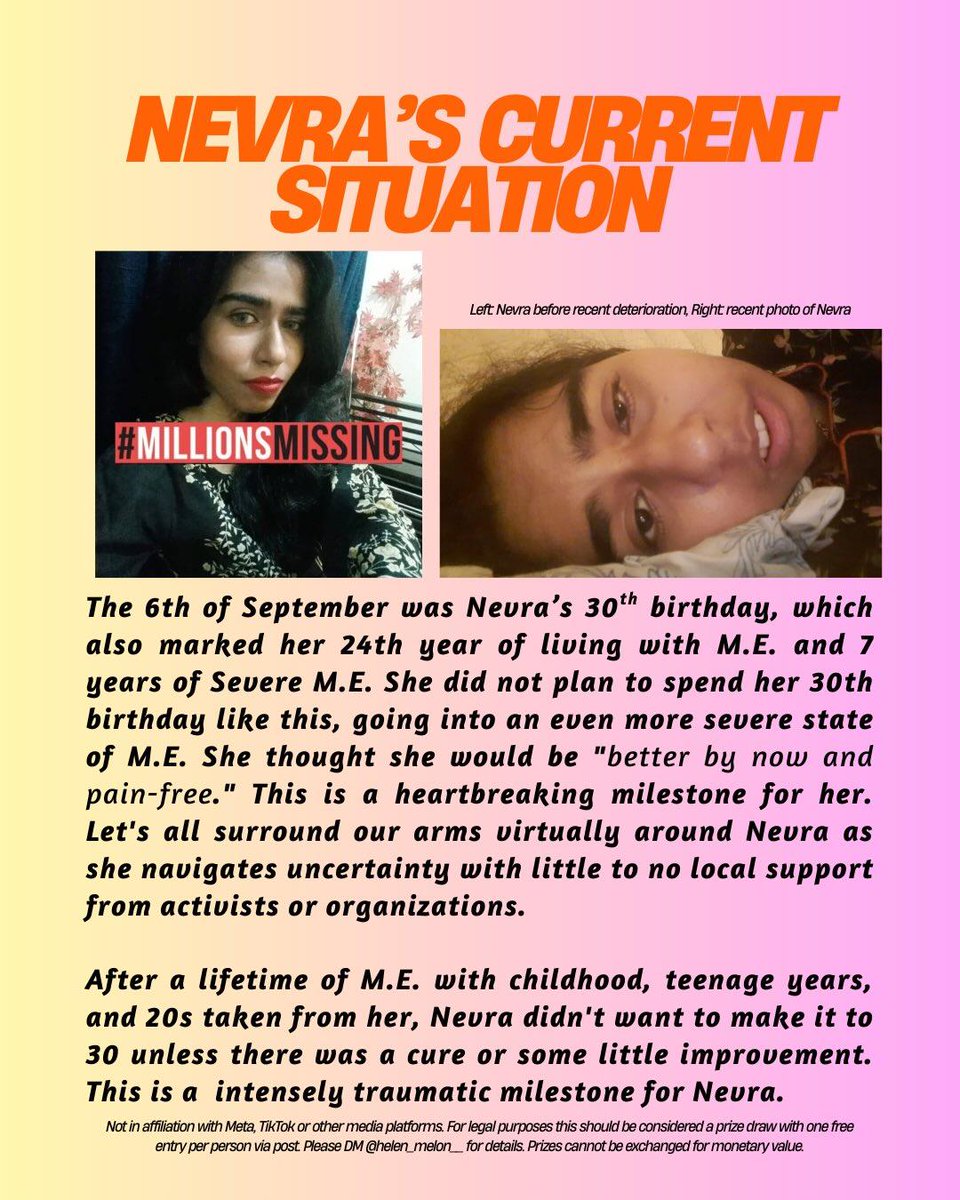 SaveLizNevra's tweet image. instagram.com/p/DOYrWoriJz4/…

🌺 Nevra’s 30th Birthday Raffle 🌺

#MutualAid #pwME
#SevereMECFS #SevereME  #DomesticViolence #Birthday #MillionsMissing #SolarReturn