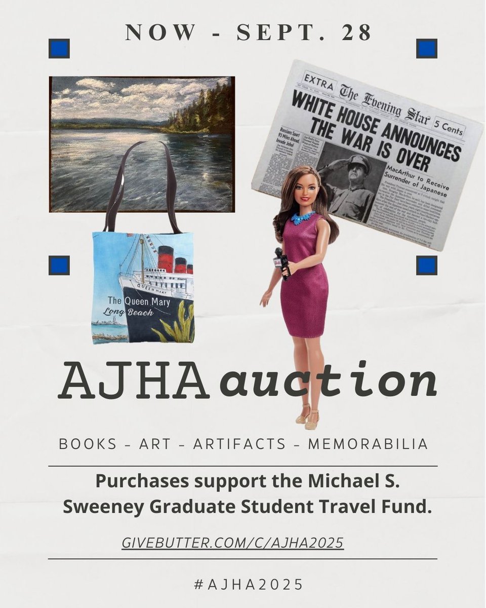 Place your bids! The AJHA auction supporting the Michael S. Sweeney Graduate Student Travel Fund is open now through Sept. 28. givebutter.com/c/AJHA2025