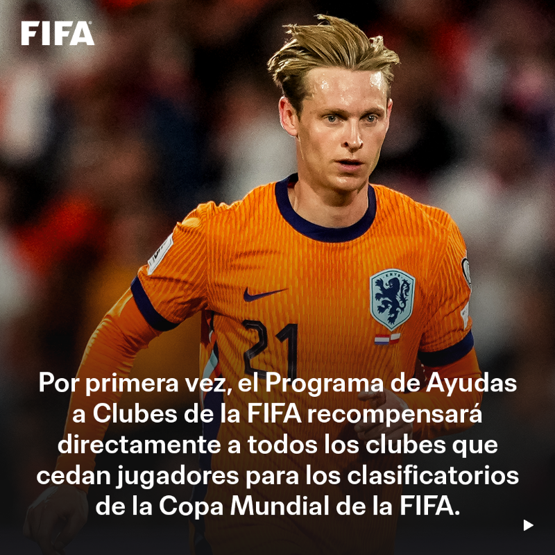 fifacom_es's tweet photo. Una cantidad sin precedentes destinada a recompensar a un número récord de clubes 🙌

Por primera vez, el programa ayudará directamente a todos los clubes que cedan jugadores para la fase de clasificación de la Copa Mundial de la FIFA.