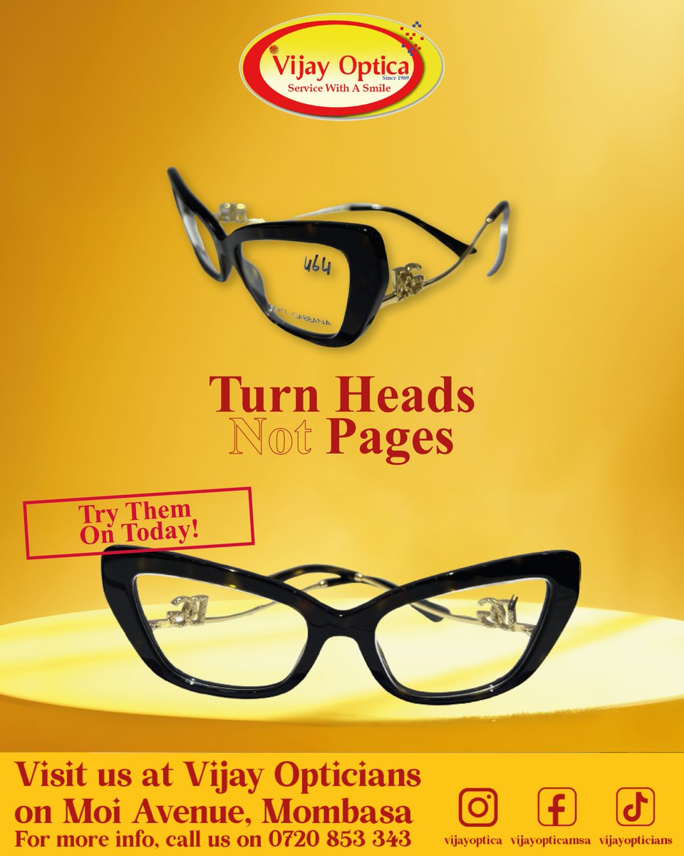 vijayoptica's tweet image. ✨ Bold, elegant, and designed to make a statement — our latest frames transform the way you see &amp;amp; the way the world sees you. 👓

📍 Visit Vijay Opticians, Moi Ave, Mombasa | 📲 0720 853 343

#vijayopticians #eyewearfashion #boldframes #seeinstyle #clearvision #mombasa