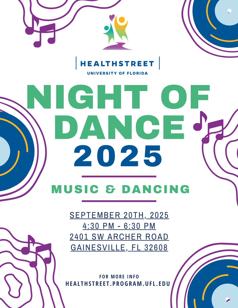 Join Us for Night of Dance! 
📅Saturday, September 20, 2025
⌚️4:30–6:30 p.m.
📍 2401 SW Archer Road
Enjoy live performances, Zumba, yoga, delicious food from Cilantro Tacos, and explore health resources for individuals and families in our community!
Can’t wait to see you there!