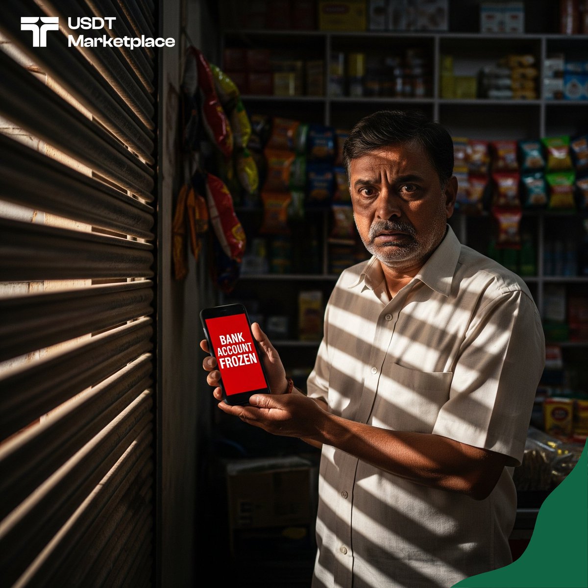 Today, let us tell you a story!

"Ravi a small shopkeeper, thought it was just another day. 
A customer paid him through a P2P platform after converting crypto."

The sale was ordinary.

But the next morning, his phone buzzed and he was in utter shock : ‘Bank Account Frozen.’