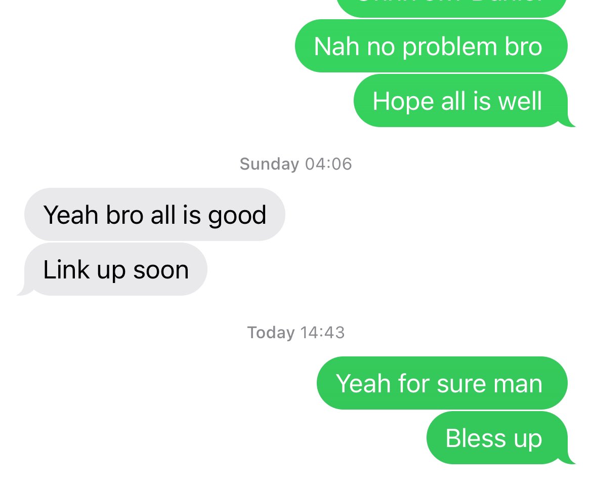 It’s so funny when people are like yeah link up soon bro  

When both of you know your never gonna link up lol