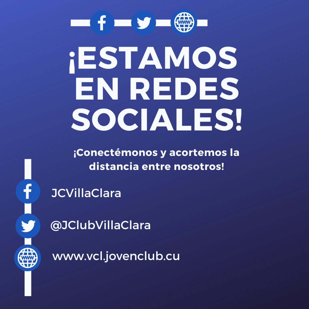 Descubre todo lo que Joven Club Villa Clara tiene para ti!
¿Quieres conocer nuestros servicios, productos y las increíbles actividades que ofrecemos? Síguenos y mantente al día con las últimas novedades. Tu apoyo nos ayuda a crecer y a brindarte mejores opciones.