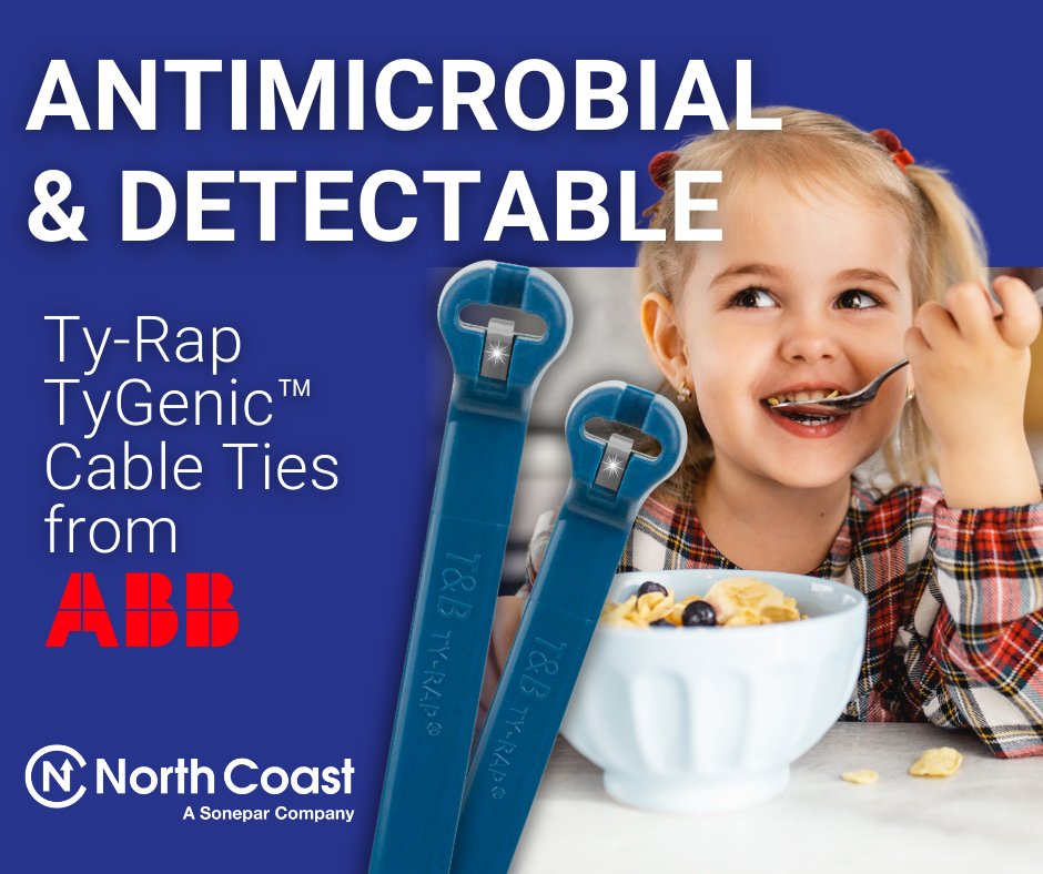 ncelec's tweet photo. ABB introduces the industry’s first two-piece cable tie that is both antimicrobial and inspection equipment detectable. Shop for this and similar products at North Coast!
https://t.co/BXYDFJtE5X https://t.co/Env7ufCwmI