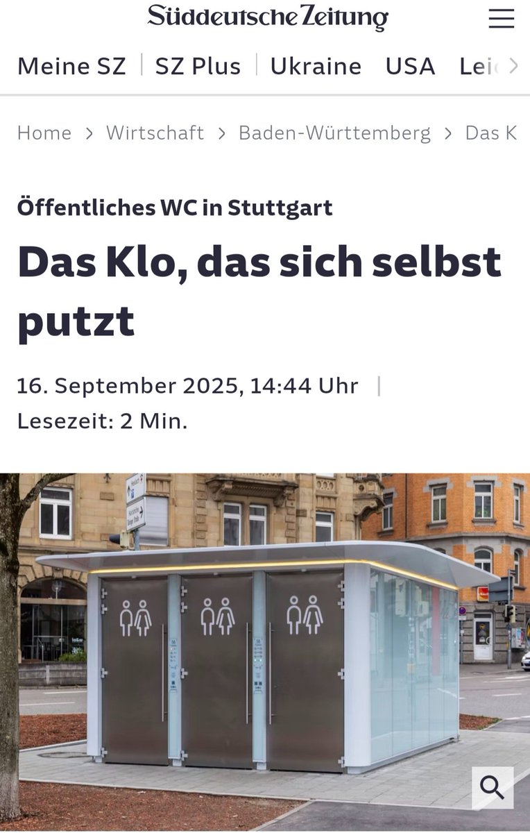 Danke <a href="/SZ/">Süddeutsche Zeitung</a> für diese News aus dem Bereich Qualitätsjournalismus. Werde ggf. beim meinem nächsten Toilettenbesuch 2 Minuten Lese- und Lebenszeit in die Lektüre investieren @Sz