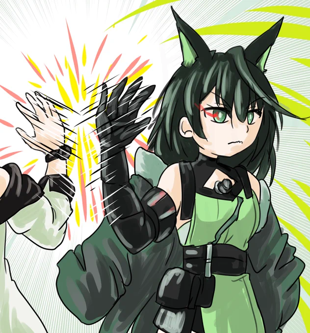 #アークナイツ版深夜の真剣お絵かき60分一本勝負 【mon3tr】まだ15章読んでないけど、PVを見る限りだとこんな印象。こ、怖い…早く読みたい…! #アークナイツ