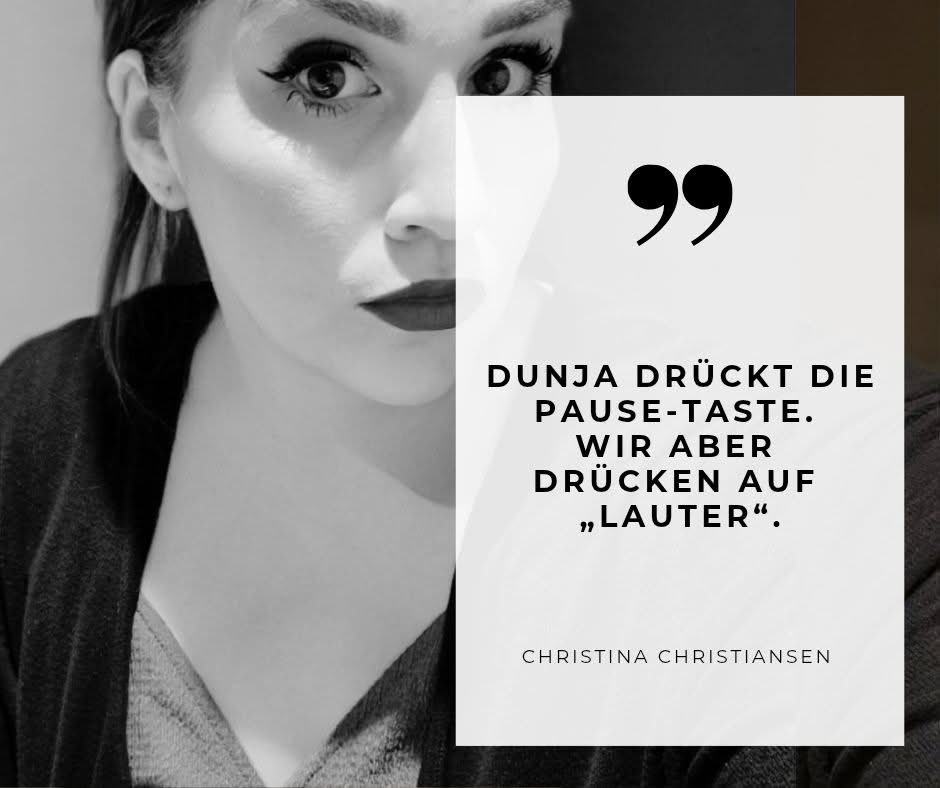 Ja, lauter sein als der rechte Mob, der sich in Kommentaren austobt. Lauter als der Hass! Also weiterreden, unbequem sein, argumentativ, unnachgiebig dagegen halten. 
Frau Hayali braucht eine Pause, aber sie bekommen uns nicht alle „still“.
Vollste Solidarität mit Dunja Hayali.